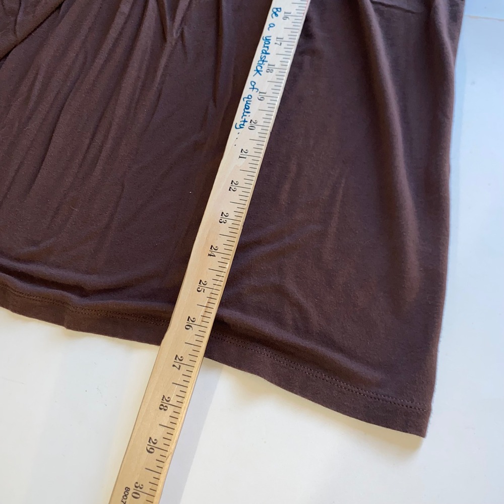 Dressbarn Womens XL Brown Pleated Scoop Neck Short Sleeve Stretch Top - Picture 4 of 6